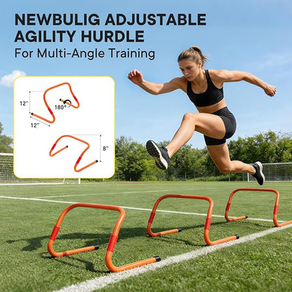 Agility Ladder Speed Training Equipment Set-20ft Ladder, 12 Cones, 4 Adjustable Hurdles, Jump Rope, Resistance Parachute| Basketball, Soccer, Football Practice Equipment for Youth, Adults
