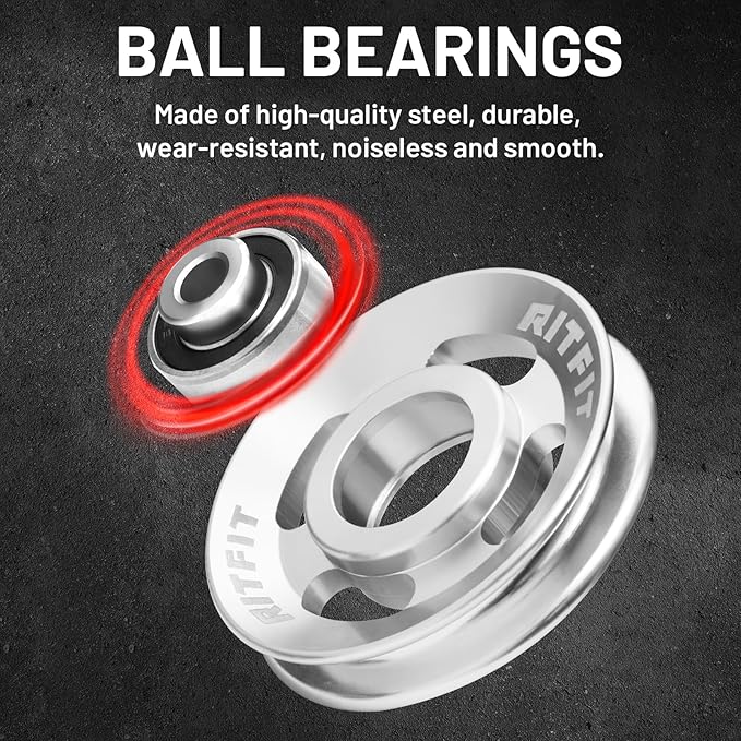 RitFit Aluminum Pulley Wheel for Gym Equipment, 2PCS/ 6PCS Set Power Rack Pulley Attachment, 90mm Aluminum Alloy Bearing Gym Pulley Wheel for Home Gym