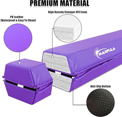 MARFULA 6 FT / 8 FT / 9 FT / 10 FT Folding Gymnastic Balance Beam for Kids with Carry Bag for Home and Club Use