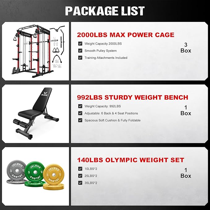 M21 Smith Machine, Multi-Function Power Cage with Dual Pulley Cable Crossover System, 2000LBS All-in-One Squat Rack with Smith Bar and Attachments for Home Gym Strength Training