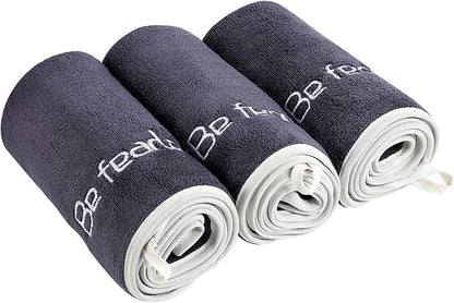 Microfiber Gym Towel Set for Men Women, Super Soft and Quick-Drying Towels for Fitness, Yoga, Cycling, Swimming (Grey, 3 Pack)