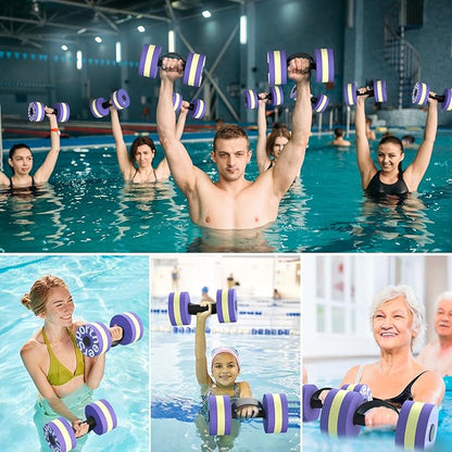 Sportneer Water Weights Aquatic Exercise Dumbbells Water Dumbbell Aerobics Workouts Set of 2 EVA Foam Pool Weights Dumbbells Set Aqua Fitness Barbells Equipment for Water Aerobics Weight Loss