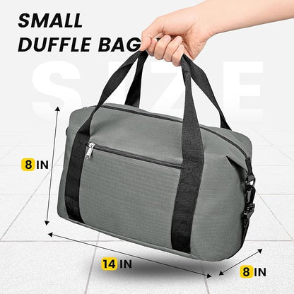 Vorspack Small Gym Bag - 14 Inches Duffle Bag for Travel Lightweight Duffel Bag for Men Women Personal Item Bag Weekender Bag for Travel Sports Gym - Grey