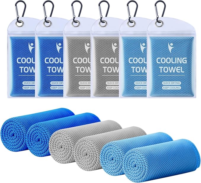 Clothirily Cooling Towels (40"x12"), Breathable Cooling Towels for Neck and Face, Men & Women Workout Towel for Hot Weather, Sweat Towel for Gym Yoga, Camping, Fitness, Running, Traveling, 6 Pack