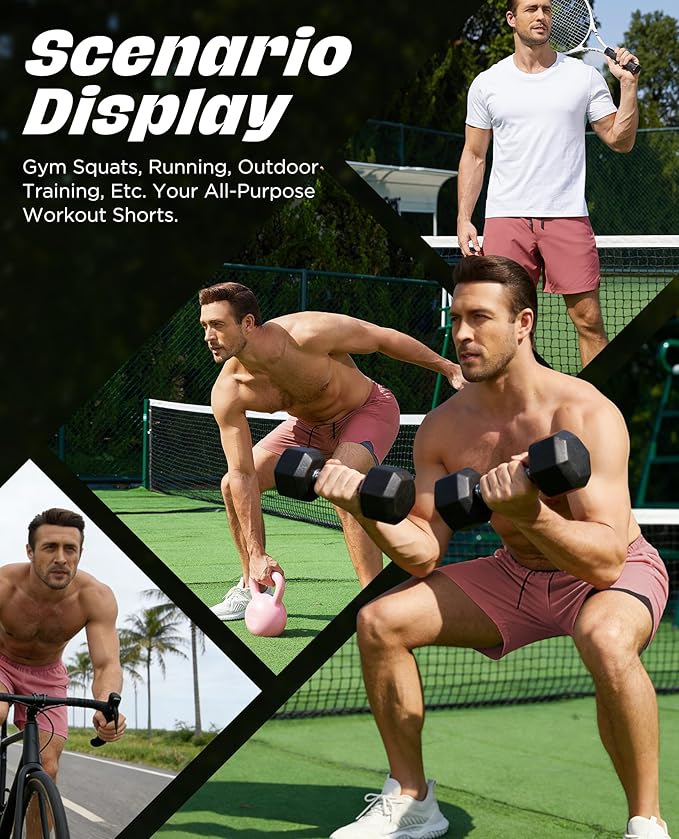 Men 2 in 1 Running Shorts with Compression Liner 5" 7" Quick Dry Workout Athletic Shorts with Pockets Towel Loop