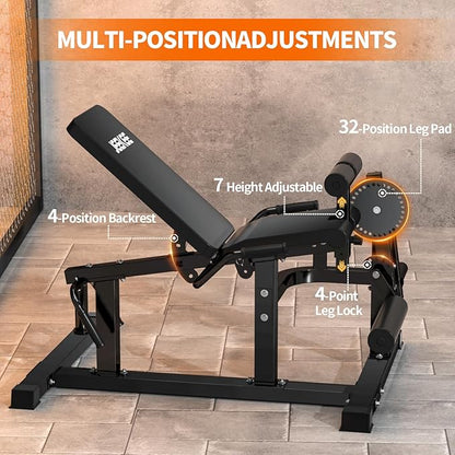 JEEKEE 6-in-1 Leg Extension and Curl Machine, Adjustable Leg Workout Machine for Lower Body Training, 700LB Capacity Plate Loaded Leg Developer for Quads, Hamstrings & Glutes, Home Gym Equipment