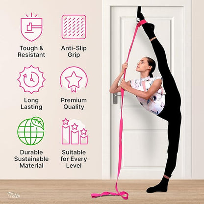 Stretching Strap with Door Anchor & Resistance Band – Leg Stretcher for Improving Flexibility & Splits – Ideal for Ballet, Dance, Cheer, Yoga & Gymnastics – Home Training Equipment for All Levels
