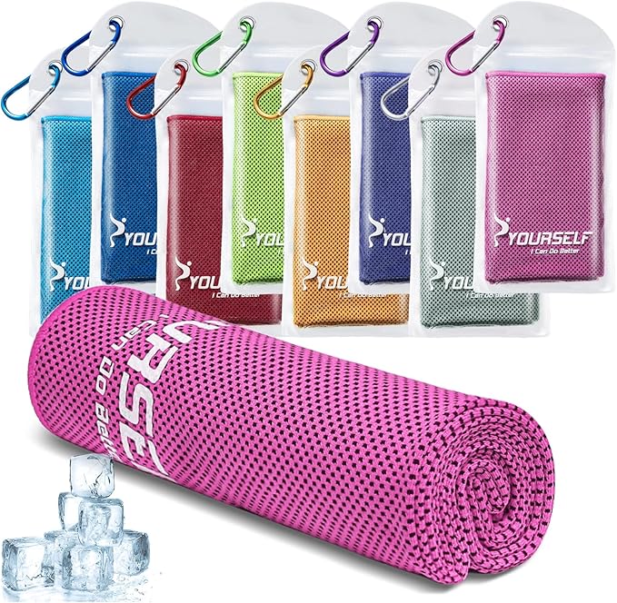 SYOURSELF Cooling Towel, Cooling Towels for Neck,40" x 12"Ice Towel for Instant Cooling Relief, Soft Breathable Chilly Towel, Perfect Yoga, Golf, Sports, Gym, Workout, Athletes Towel (1PC-Hot Pink)