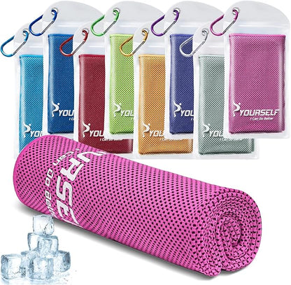SYOURSELF Cooling Towel, Cooling Towels for Neck,40" x 12"Ice Towel for Instant Cooling Relief, Soft Breathable Chilly Towel, Perfect Yoga, Golf, Sports, Gym, Workout, Athletes Towel (1PC-Hot Pink)