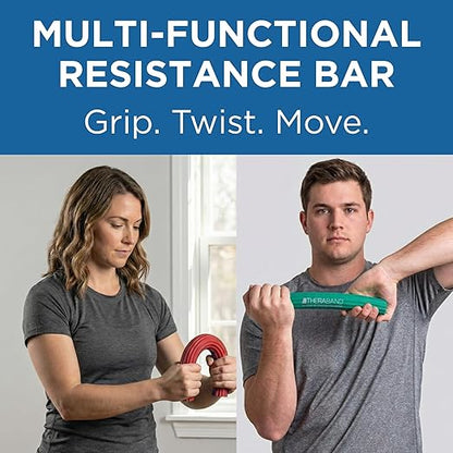 THERABAND FlexBar, 2 Pack, Red, Green, Therapy Twist Bar, Hand & Wrist Strength, Tennis & Golfer's Elbow, Tendonitis, Rehab Tool for Resistance Exercise, Grip Training, Relief & Recovery