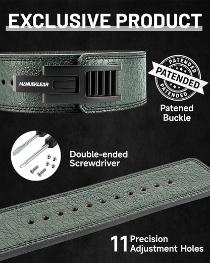 MANUEKLEAR Lifting Belt Lever for Men Women, 10mm Quick Locking Lever Belt Weightlifting with Adjustable Buckle, Lever Weight Lifting Belt for Powerlifting & Deadlifts