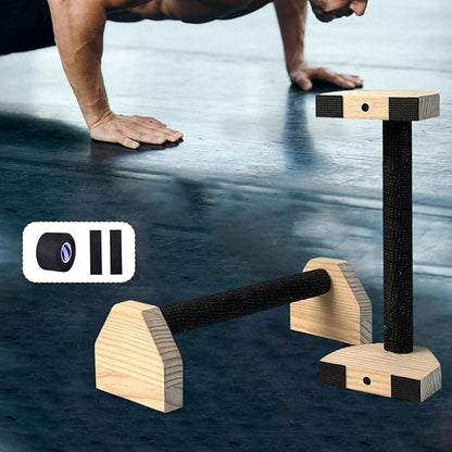 2x Wooden Push up Bar Pushup Handles Anti Slip Handstands Parallettes Bar Home Workout Equipment for Gymnastics Aerobics, 30cm