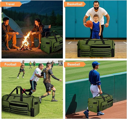 Goloni 130L Heavy Duty Large Duffle Equipment Bag,Catchers Gear Bag with Shoe Compartment,Baseball Duffle Bag