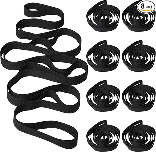 8 Pack Stretching Strap with 10 Loops Bulk Yoga Strap Bulk for Physical Therapy Stretch Bands with Loops Non Elastic Bands for Exercise Dance