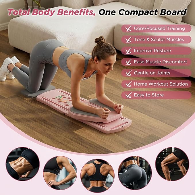Pilates Reformer 7-in-1 Foldable Home Gym – Multi-Function Pilates Board for Full Body Workout, Core Strength, and Portable Pilates Training