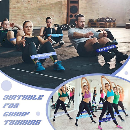 50 Pcs Resistance Loop Exercise Bands for Booty Workout Stretch Exercise Bands 5 Level Each Set with Storage Bag Non Slip for Legs Squat Resistance Loop Women Men Fitness