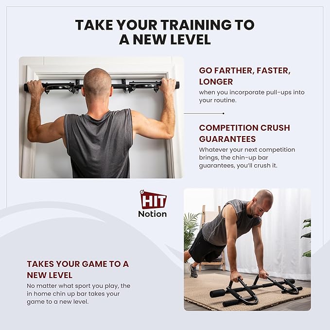 Door Chin Up Door Bar Home Gym - Pull Up - Adjustable Fits Residential Doorways - Supports Up to 300 Pounds - Easy to Mount - Build Upper Body Strength at Home Pump Biceps, Triceps, Lats