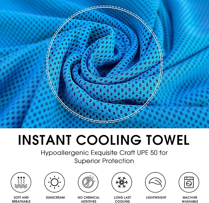 4Monster Cooling Towel for Neck and Face,Microfiber Cold Towel for Hot Weather,Quick Dry Ice Chilly Towel Cooling Rags for Neck Stay Cold for Gym,Yoga,Sport,Running,Camping,Fitness(40 x 12 inches)