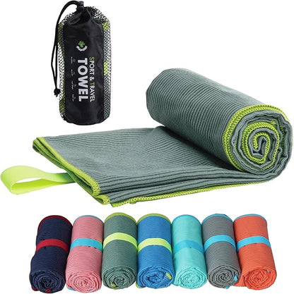 4Monster Microfiber Camping Towel - Quick Dry, Super Absorbent, Lightweight Travel Towel for Hiking, Beach, Gym, Backpacking, Yoga - Compact with Carry Bag (Olive Green, Large(51.10" x 32.20"))