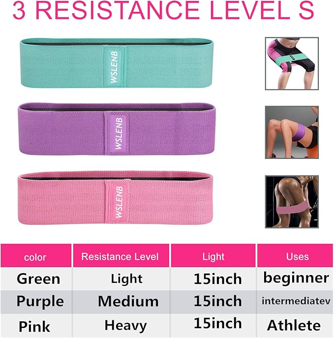 8 Pcs Resistance Bands Set Workout Bands for Leg and Butt, Fabric Non Slip Training Exercise Band with 2 Legs Ankle Straps Door Anchor for Men Women Home Fitness Gym Yoga Squat Glute