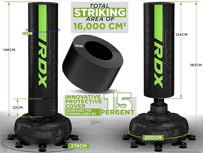 RDX XXL 330LBS Freestanding Punching Bag with Cover & Gloves – 72” Adult Heavy Pedestal Punch Bag Set - 17 Suction Cup 8 Extended Legs Stand Base - Kick Boxing MMA Home Gym Fitness