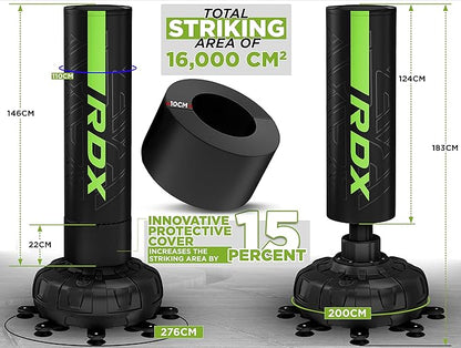 RDX XXL 330LBS Freestanding Punching Bag with Cover & Gloves – 72” Adult Heavy Pedestal Punch Bag Set - 17 Suction Cup 8 Extended Legs Stand Base - Kick Boxing MMA Home Gym Fitness