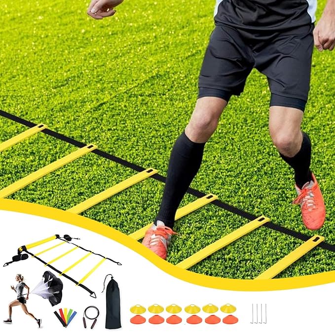 Agility Ladder Training Equipment - Speed Trainlng Gear, Adjustable Sports Set | Complete Soccer Practice Equipment, Foldable Workout Kit for Athletes, Endurance Tralning Tools for Kids Adults