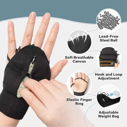 Weighted Gloves for Tremors-Adjustable Hand Gloves Stability Aid for Parkinson's Hand Tremors, Enhanced Grip & Writing Support for Elderly