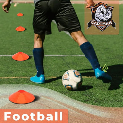 CARTMAN Plastic Training Cones (Set of 12/24 Pack 9" or 12/24 Pack 7" or 12/24 Pack Disc Cone) Agility Soccer Cones, Indoor Outdoor and Festive Events Field Marker Agility Cones