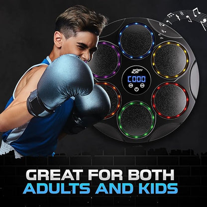 Music Boxing Beatbox Trainer by Sporty Body, 9 Speeds & 9 Light Modes, Bluetooth Sync, Auto Counting, and Durable ABS Body for Home Workouts, Supports 440lbs Punch Force, Wall Mounted Boxing Machine