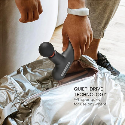 Sharper Image Powerboost Move Aero 3.0 – Mini Percussion Massage Gun| Updated Soft-Touch Design, Carrying Bag, 4 Nodes| Portable Full Body Back & Shoulder Massager| Deep Tissue Massage Tool Gift