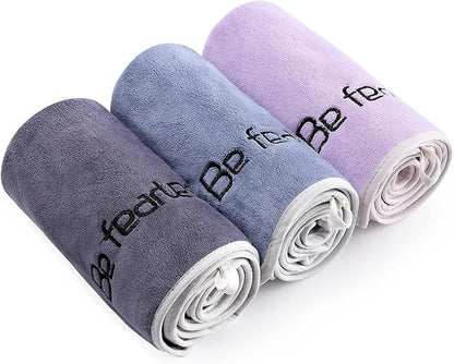 BOBOR Gym Towels Set, Microfiber Sports Towel for Men and Women, Super Soft and Quick-Drying 3-Pack Set Towel, for Tennis, Yoga, Cycling, Swimming (1Blue+1Purple+1Gray, 14" x 29")