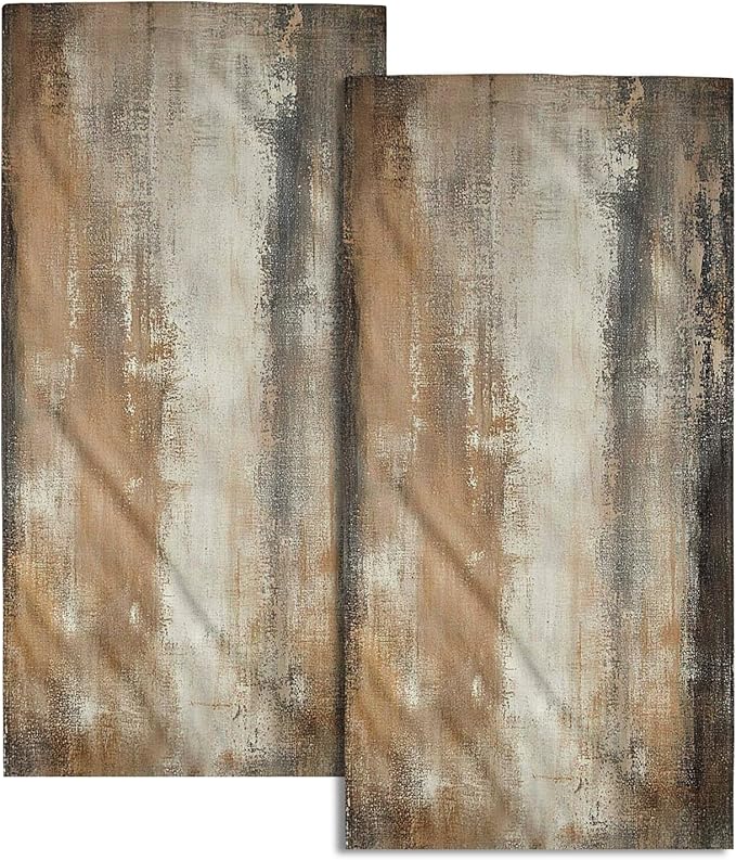 Burnt Brown and Grey Hand Towels for Bathroom Set of 2, Abstract Art Painting Modern Face Towels 28X14 inch, Quick Dry Soft Absorbent Washcloths Decorative Kitchen Dish Towels for Yoga Workout Gym