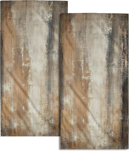 Burnt Brown and Grey Hand Towels for Bathroom Set of 2, Abstract Art Painting Modern Face Towels 28X14 inch, Quick Dry Soft Absorbent Washcloths Decorative Kitchen Dish Towels for Yoga Workout Gym