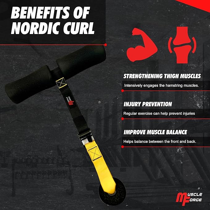 Nordic Curl Strap for Hamstring Training & Injury Prevention – Adjustable Door Anchor with Foam Ankle Padding – Portable Home Gym Leg Trainer for Squats, Sit-Ups & Core – 400 lbs