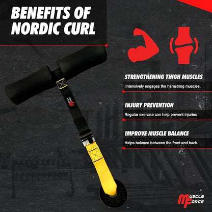 Nordic Curl Strap for Hamstring Training & Injury Prevention – Adjustable Door Anchor with Foam Ankle Padding – Portable Home Gym Leg Trainer for Squats, Sit-Ups & Core – 400 lbs