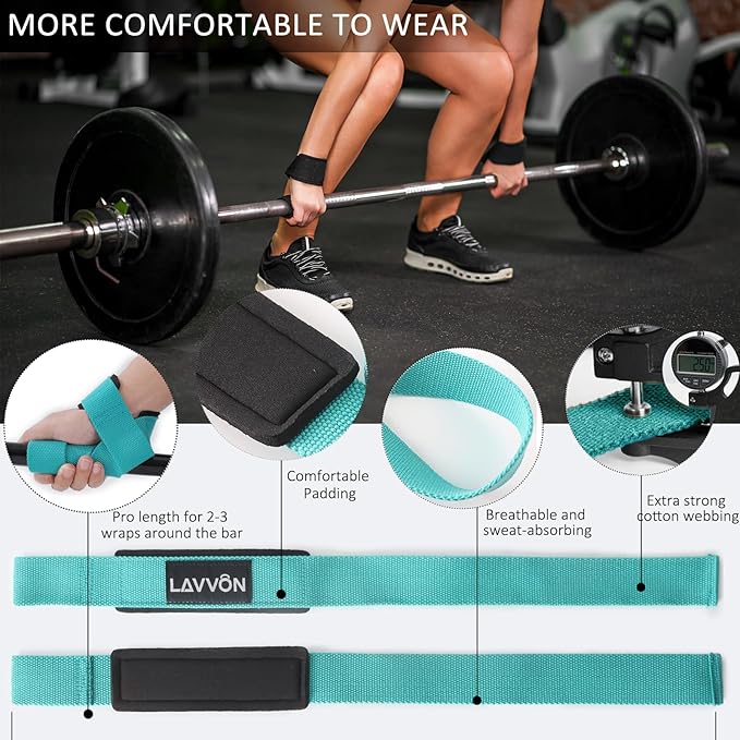 Squat Pad Set - Foam Barbell Pad for Squats Cushion, Lunges & Bar Padding for Hip Thrusts - Standard Olympic Weight Bar Pad - With Ankle Straps, Wrist Straps for Weightlifting