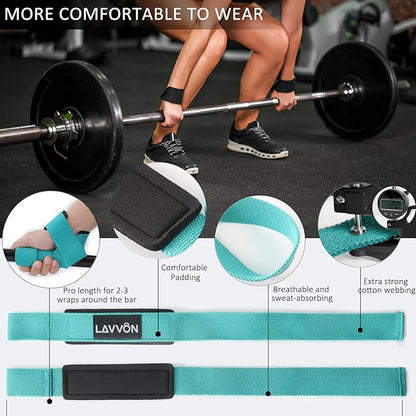 Squat Pad Set - Foam Barbell Pad for Squats Cushion, Lunges & Bar Padding for Hip Thrusts - Standard Olympic Weight Bar Pad - With Ankle Straps, Wrist Straps for Weightlifting