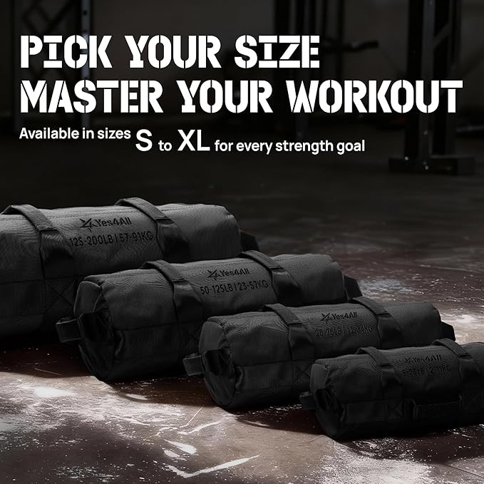 Yes4All Sandbags for Working Out, Adjustable Sand Bags for Weight Training with Handles, Multiple Colors & Sizes 5-200lbs