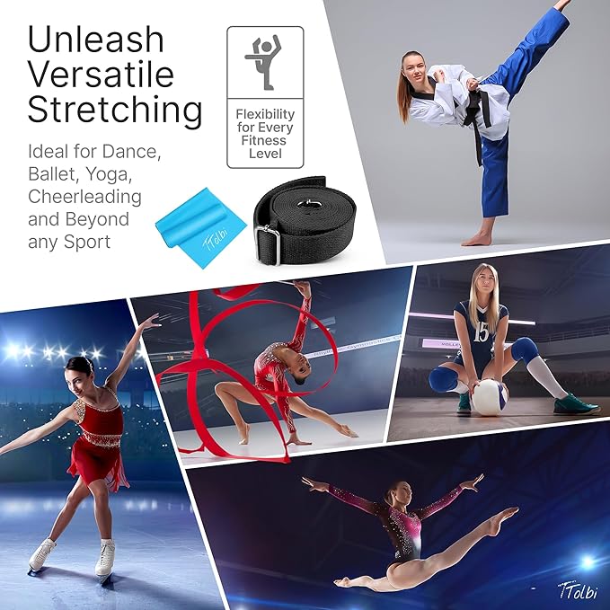 Stretching Strap with Door Anchor & Resistance Band – Leg Stretcher for Improving Flexibility & Splits – Ideal for Ballet, Dance, Cheer, Yoga & Gymnastics – Home Training Equipment for All Levels
