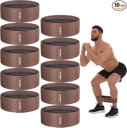 10 Pcs Resistance Bands for Workout Fabric Exercise Bands for Legs and Butt Glutes Workout Band for Women Men Yoga, Pilates, Fitness