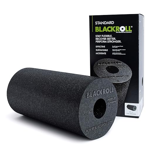 BLACKROLL - Standard Foam Roller - Myofascial Trigger Point Release, Back Massage, Perfect for Yoga, Home Workouts, Muscle Recovery, Black