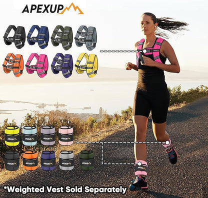 APEXUP 10lbs/Pair Adjustable Ankle Weights for Women and Men, Modularized Leg Weight Straps for Yoga, Walking, Running, Aerobics, Gym, Physical Therapy