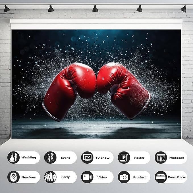 Red Boxing Gloves Backdrop Boxer Backdrop Dark Black Wall Boxing Sport Gym Photography Background Boxing Athletics Party Backdrop Decorations Retirement Birthday Studio Props Wallpaper 20x10ft