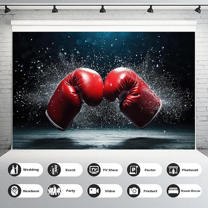 Red Boxing Gloves Backdrop Boxer Backdrop Dark Black Wall Boxing Sport Gym Photography Background Boxing Athletics Party Backdrop Decorations Retirement Birthday Studio Props Wallpaper 20x10ft