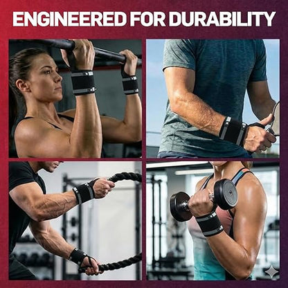 Dr. Arthritis Weight Lifting Wrist Wraps with Thumb Loop, Heavy-Duty Wrist Straps for Weightlifting, Hybrid Training, Olympic Lifts & Calisthenics, Non-Slip Gym Wraps for Men & Women (Black-Grey Stripes)