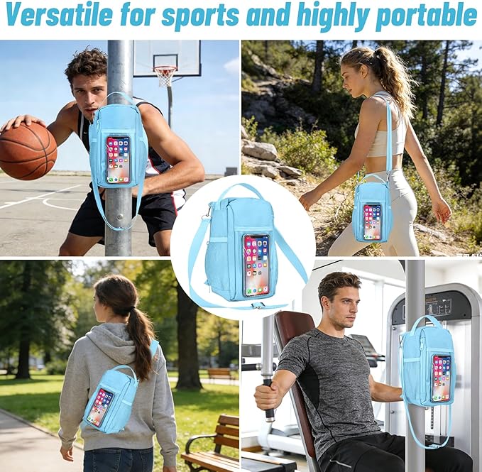 Magnetic Gym Water Bottle Bag with Strong Magnet Holder for Men and Women, Small Carrying Pouch for Phone Keys and Earbuds, Secure Metal Attachment for Gym and Sports Use