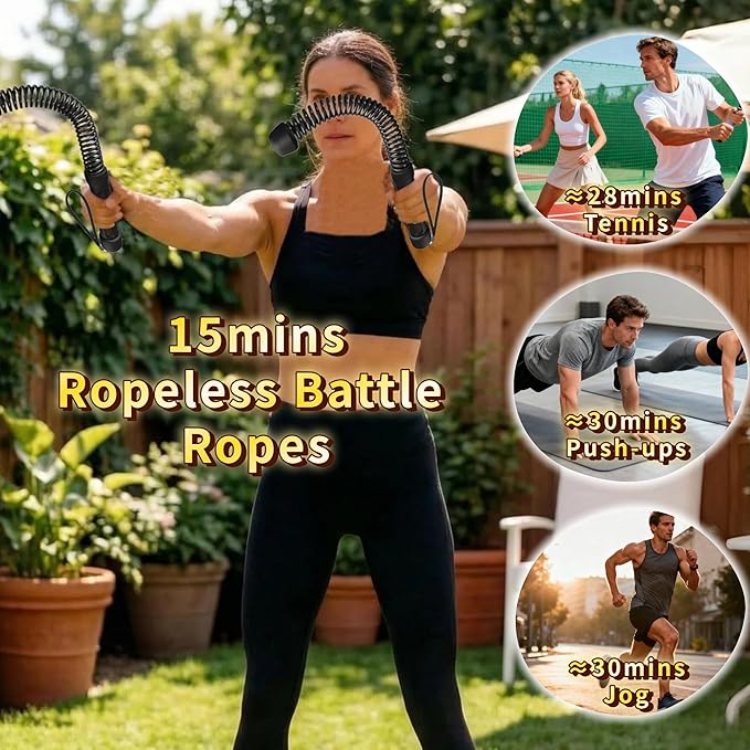 Ropeless Battle Ropes for Home Gym-Portable Cordless Training Rope Fitness Equipment for Men & Women,Weighted Workout Ropes for HIIT,Versatile Exercise Equipment for Home and Travel(Pink)