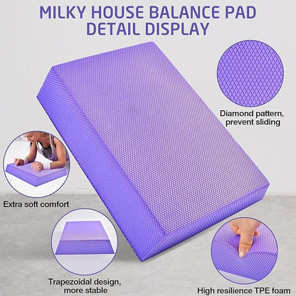 Balance Board Foam Pads, Yoga Mat Board for Balancing Exercises, Knee Cushioned Boards Mat, Women & Kid Fitness Training, 12X9.4X2.4 inch
