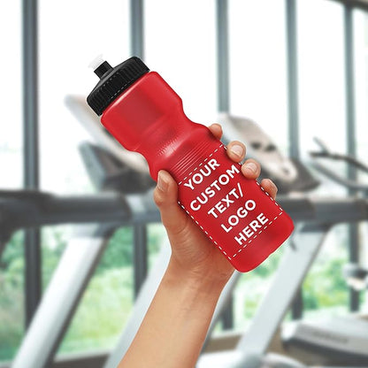 DISCOUNT PROMOS 28 oz. Custom Push Cap Plastic Water Bottles Set of 10/50/100, Personalized Bulk Pack - Perfect for Gym, Hiking, Camping, Outdoor Sports -Red
